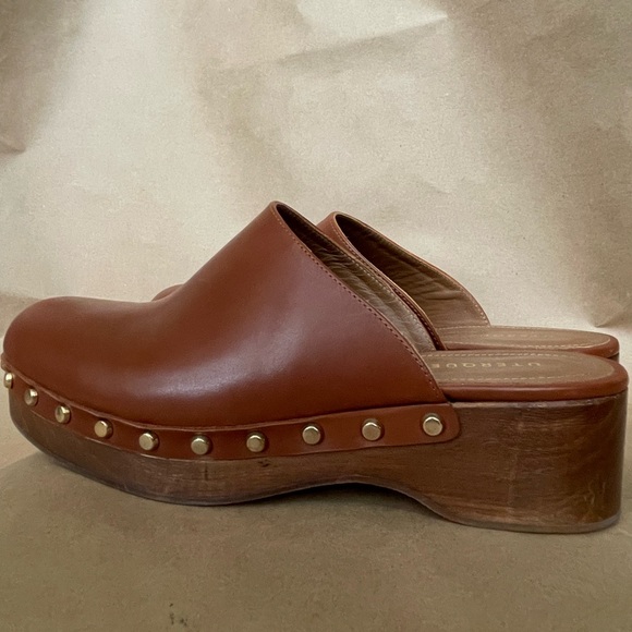 Pristine Cognac Leather Studded Uterque Clogs Mules Size 40 Lk Hearst Arket - Picture 7 of 10